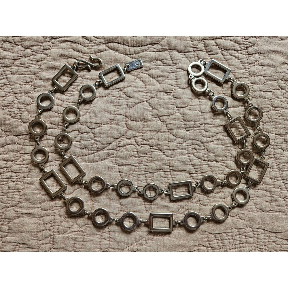 Vintage Rectangular And Circle Adjustable Belt, S… - image 1